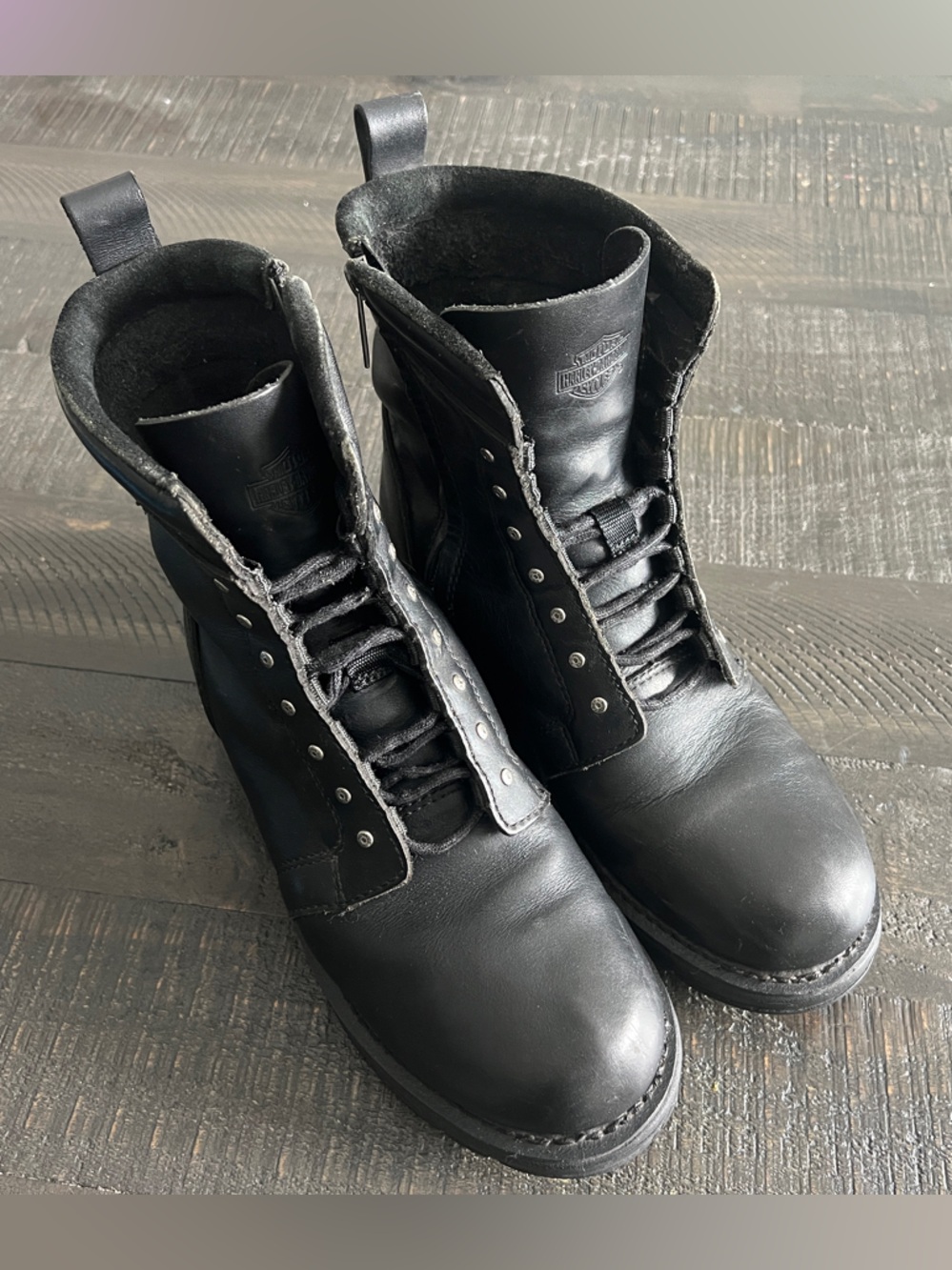 Harley Davidson Combat Boots Women’s Size 10 Black Leather Lace Up Motorcycle